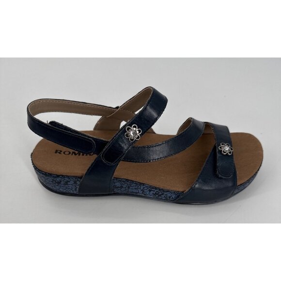 Romika Womens Sandal Strappy Wedge Navy Blue Fidschi 54 Size 37 6 6.5 New - Picture 8 of 13